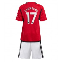 Dětský fotbalový dres Manchester United Alejandro Garnacho #17 2023-24 Domácí Krátký Rukáv (+ trenýrky)